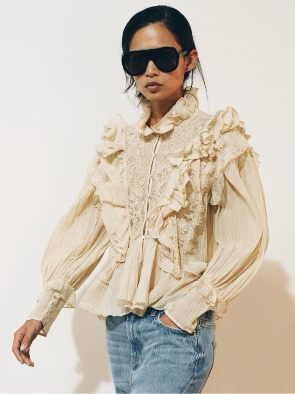 ZARA ZW COLLECTION ROMANTIC RUFFLED SHIRT